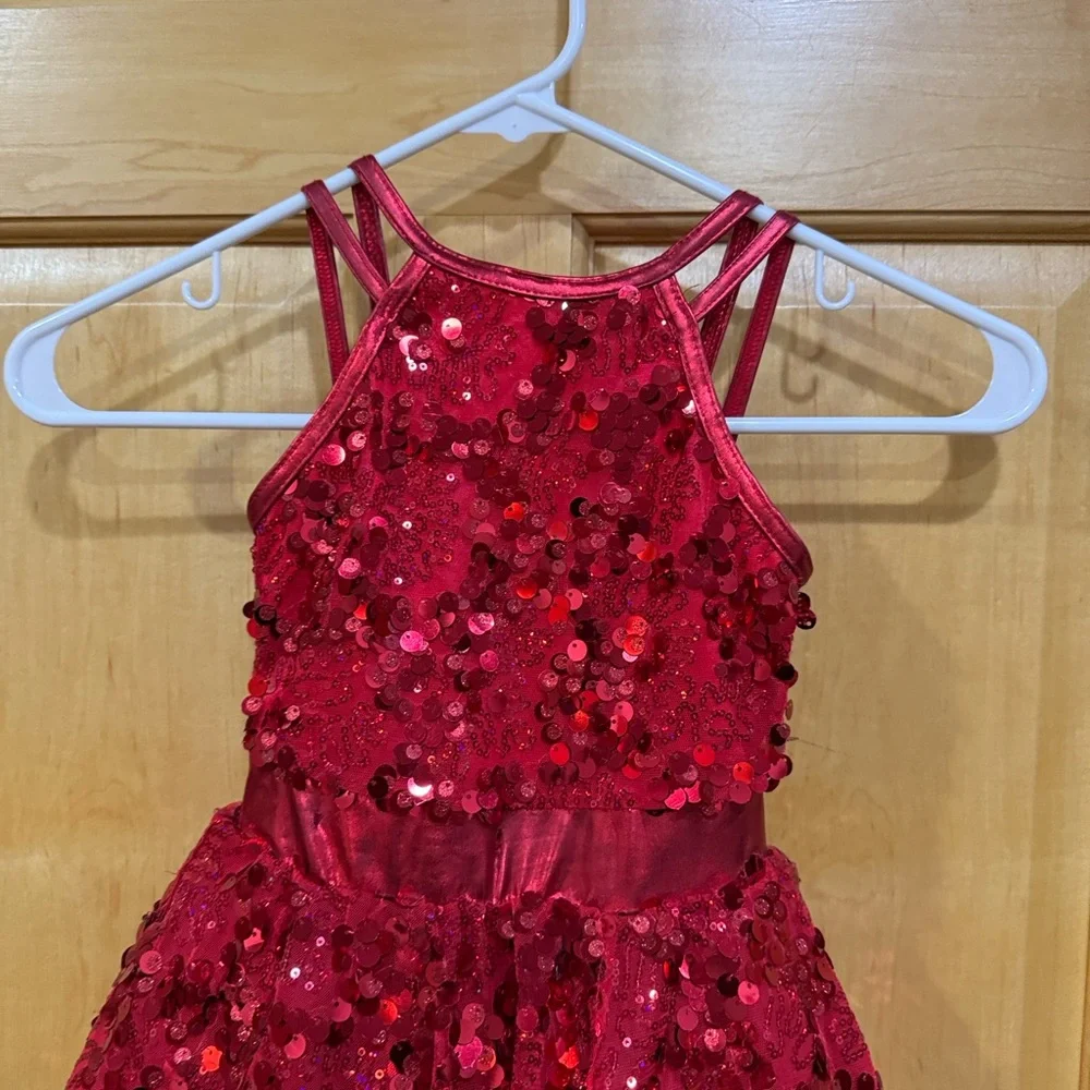 Weissman Radiant Red Sequin Kids Dance Costume
